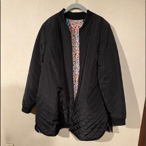 LOGO by Lori Goldstein Reversible Quilted Zip Front Jacket - Black - L